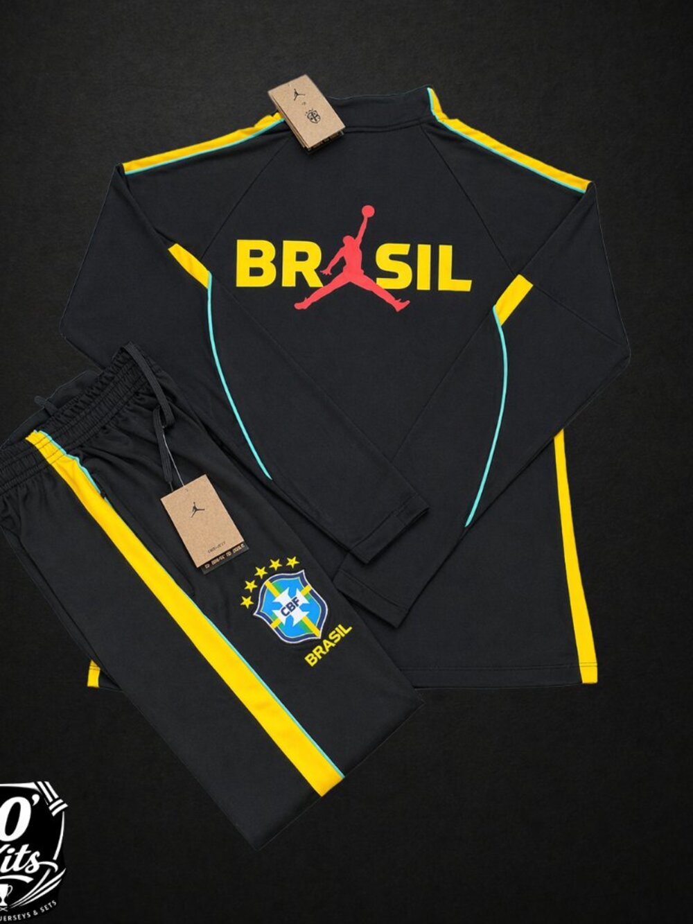 Brazil Soccer Tracksuit Set – Jacket & Pants Black/Yellow